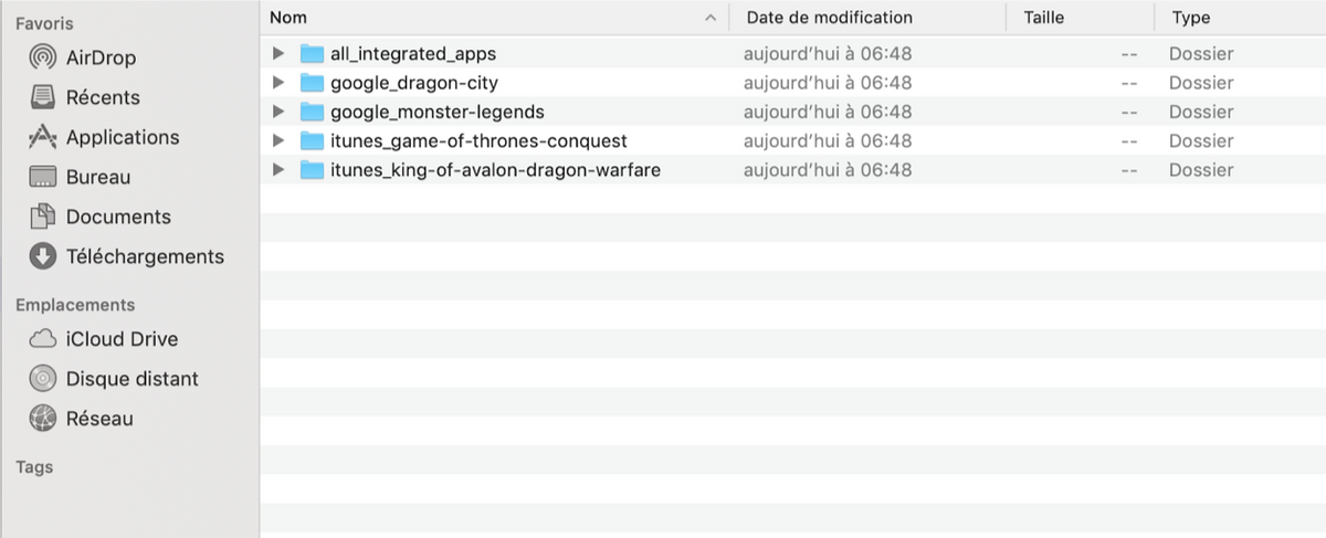 AppTweak ASO Tool: Export structure